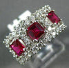 ANTIQUE WIDE 1.82CT DIAMOND & AAA RUBY 14K WHITE GOLD 3D ANNIVERSARY RING #19518