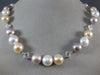 ESTATE .69CT DIAMOND & AAA MULTI COLOR PEARL 14KT WHITE GOLD ETERNITY NECKLACE