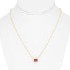 1.33CT AAA RUBY 14KT YELLOW GOLD 3D EMERALD CUT BEZEL SOLITAIRE LOVE NECKLACE