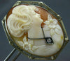 ANTIQUE LARGE .07CT DIAMOND CLASSIC LADY FLOWER CAMEO PIN PENDANT #21437