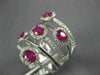 ESTATE LARGE 1.65CT DIAMOND & AAA RUBY 14K WHITE GOLD MULTI ROW ANNIVERSARY RING