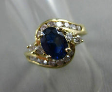 ESTATE 1.35CT DIAMOND & AAA SAPPHIRE 14KT YELLOW GOLD ENGAGEMENT RING #9792