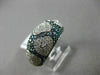 ESTATE 1.62CT WHITE & BLUE DIAMOND 14KT WHITE GOLD 3D PAVE MULTI HEART LOVE RING