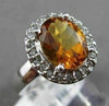ESTATE LARGE 2.48CT DIAMOND & AAA EXTRA FACET CITRINE 14KT WHITE GOLD HALO RING