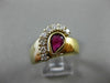 ESTATE WIDE 1.12CT DIAMOND & AAA RUBY 14KT TWO TONE GOLD SEMI MOON RING #11184