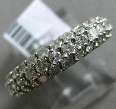 ESTATE 1.10CT DIAMOND 14KT WHITE GOLD 3D THREE ROW PAVE WEDDING ANNIVERSARY RING