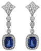 LARGE 7.72CT DIAMOND & AAA SAPPHIRE 18KT WHITE GOLD 3D CUSHION & ROUND EARRINGS