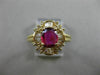 ESTATE WIDE 1.88CT DIAMOND EXTRA FACET RUBY 14K YELLOW GOLD OVAL ENGAGEMENT RING