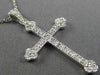 ESTATE .15CT DIAMOND 14KT WHITE GOLD 3D FILIGREE MILGRAIN CROSS PENDANT W/ CHAIN