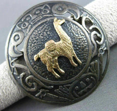 ANTIQUE LARGE 18K YELLOW GOLD & 925 SILVER CAMEL LAMA FILIGREE PIN BROOCH #24320