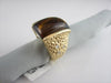ESTATE WIDE 20.1CT SMOKEY TOPAZ DIAMOND 14K Y GOLD RING