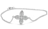 .18CT DIAMOND 14KT WHITE GOLD FLOWER MULTI LEAF CLOVER ADJUSTABLE LOVE BRACELET