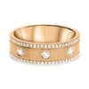.28CT DIAMOND 14KT ROSE GOLD ROUND ETOILE 3 ROW MATTE & SHINY ANNIVERSARY RING