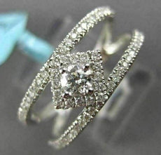 ESTATE .49CT DIAMOND 18KT WHITE GOLD DOUBLE ROW SQUARE SOLITAIRE FRIENDSHIP RING