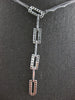 LARGE .95CT DIAMOND 14KT WHITE GOLD MULTI LINK RECTANGULAR LARIAT LOVE NECKLACE
