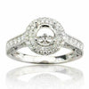 ESTATE .92CT DIAMOND 18K WHITE GOLD DOUBLE HALO ROUND SEMI MOUNT ENGAGEMENT RING