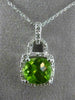 ESTATE 2.15CT DIAMOND & PERIDOT 14K WHITE GOLD SQUARE LOVE KNOT FLOATING PENDANT