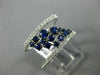 ESTATE WIDE .98CT DIAMOND & AAA SAPPHIRE 14K WHITE GOLD CLUSTER ANNIVERSARY RING
