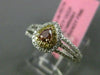 ESTATE LARGE GIA .59CT DIAMOND 18KT TRI COLOR GOLD 3D PEAR HALO ENGAGEMENT RING