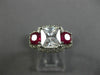 ESTATE LARGE 3.30CT DIAMOND & AAA RUBY 14K WHITE GOLD 3D CLASSIC ENGAGEMENT RING