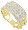 WIDE 2.67CT DIAMOND 14KT YELLOW GOLD 3D MULTI ROW PAVE FLEXIBLE ANNIVERSARY RING
