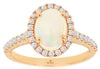 1.84CT DIAMOND & AAA OPAL 14KT ROSE GOLD 3D OVAL & ROUND FRIENDSHIP LOVE RING