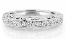 .46CT DIAMOND 18KT WHITE GOLD 3D FILIGREE SEMI ETERNITY WEDDING ANNIVERSARY RING