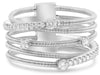 ESTATE WIDE .28CT DIAMOND 14K WHITE GOLD CLASSIC MULTI ROW OVERLAPPING COIL RING