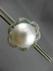 ESTATE LARGE .60CT DIAMOND & AAA SOUTH SEA PEARL 18K WHITE GOLD FLOWER EARRINGS