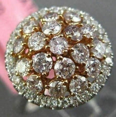 ESTATE WIDE 1.76CT WHITE & PINK ROUND DIAMOND 18KT 2 TONE GOLD ANNIVERSARY RING