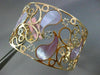 ESTATE LARGE .70CT DIAMOND 14KT ROSE GOLD MOTHER OF PEARL FLOWER BANGLE BRACELET