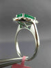 ESTATE LARGE 2.07CT DIAMOND & AAA EMERALD 18K WHITE GOLD 3D HALO ENGAGEMENT RING