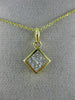 ESTATE 1.0CT DIAMOND 14KT YELLOW GOLD 3D CLASSIC SQUARE INVISIBLE PENDANT #9697