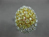 GIA LARGE 7.42CT WHITE & INTENSE YELLOW DIAMOND 18K 2 TONE GOLD 3D COCKTAIL RING
