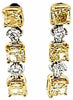 1.88CT WHITE & FANCY YELLOW DIAMOND 18KT 2 TONE GOLD 3D CUSHION & ROUND EARRINGS
