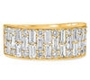 WIDE 1.95CT DIAMOND 14K YELLOW GOLD 3D ROUND & BAGUETTE WEDDING ANNIVERSARY RING