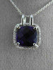 ESTATE LARGE 3.94CT DIAMOND & AAA AMETHYST 14KT WHITE GOLD HALO FLOATING PENDANT