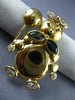 ANTIQUE AAA WHITE SAPPHIRE & EMERALD 18KT YELLOW GOLD BUNNY RABBIT PIN #12532