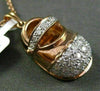 ESTATE .43CT DIAMOND 14KT WHITE & ROSE GOLD BABY SHOE FLOATING PENDANT & CHAIN