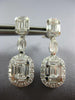 2.11CT DIAMOND 18KT WHITE GOLD 3D ROUND & BAGUETTE OVAL SQUARE HANGING EARRINGS