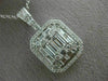 ESTATE EXTRA LARGE 2.07CT ROUND BAGUETTE DIAMOND 14K WHITE GOLD CLUSTER PENDANT