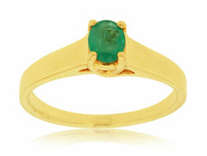 .35CT AAA EMERALD 14KT YELLOW GOLD 3D OVAL LUCIDA SOLITAIRE FUN RING