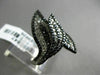 ESTATE LARGE 2.38CT ROUND DIAMOND 14KT WHITE & BLACK GOLD 3D MULTI LEAF FUN RING