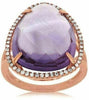 ESTATE EXTRA LARGE 11.12CT DIAMOND & AAA AMETHYST 14KT ROSE GOLD TEAR DROP RING