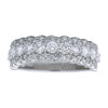 ESTATE WIDE .94CT DIAMOND 18KT WHITE GOLD 3D SHARE PRONG 3 ROW ANNIVERSARY RING