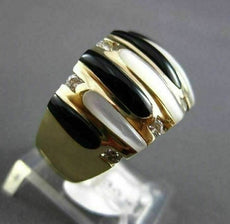 ESTATE LARGE 0.16CT DIAMOND 14KT YELLOW GOLD ONYX & MOTHER OF PEARL RING