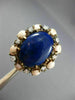 ESTATE LARGE .25CT DIAMOND AAA CORAL & LAPIS 14K YELLOW GOLD 3D OVAL FLOWER RING