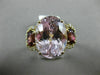 LARGE 14.42CT DIAMOND KUNZITE & GARNET 14KT YELLOW GOLD 3 STONE OVAL HALO RING