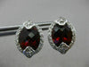 ESTATE LARGE 6.80CT DIAMOND & GARNET 14K WHITE GOLD FLOWER POST HANGING EARRINGS