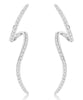 ESTATE .58CT DIAMOND 14KT WHITE GOLD DOUBLE WAVE BAR HANGING EARRINGS